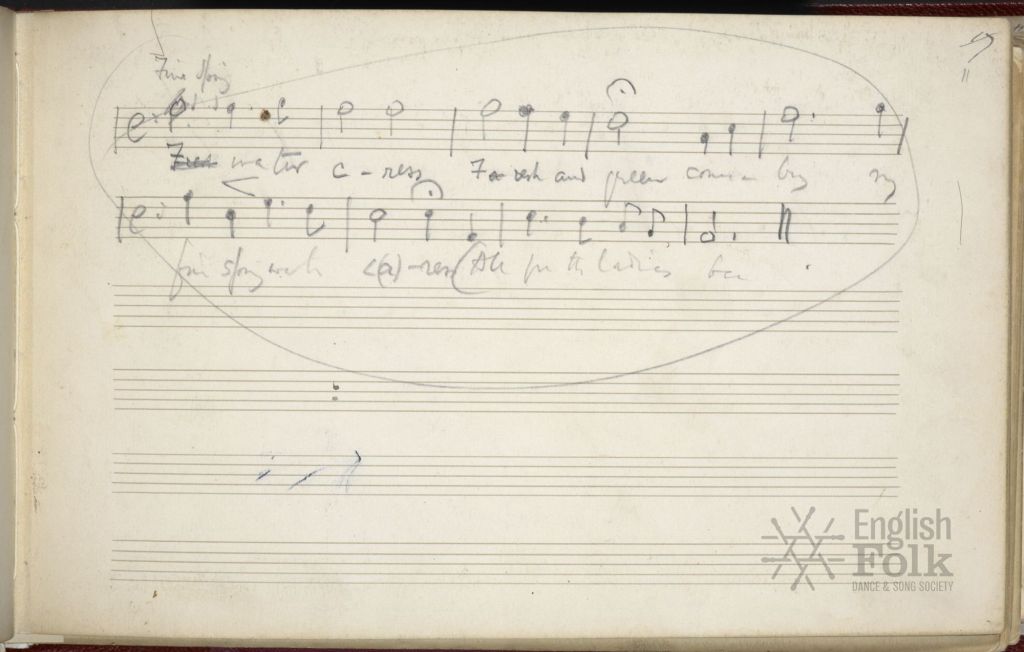 A photograph of music notation showing the folk song, Watercress Cry. 